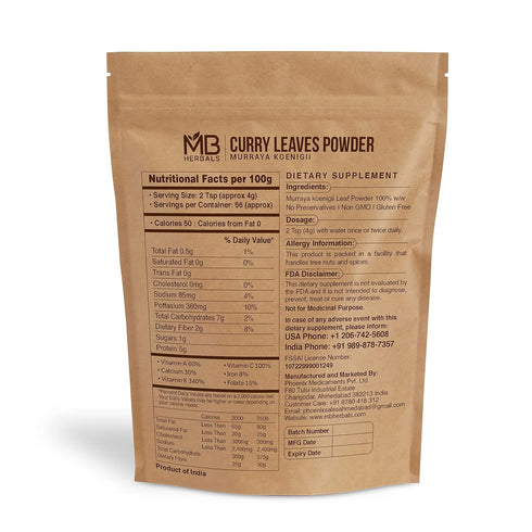 MB Herbals Curry Leaf Powder 227 Gram | 8 oz | Curry Leaves Powder | Promotes Hair Growth | Hair Volume | Thicker Hair...
