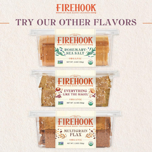 Firehook Garlic Thyme Crackers – Artisan Baked, Craveably Crunchy, Baked with Mediterranean Garlic & Thyme – Organic, Non-GMO, Kosher – 5.5 oz Box...