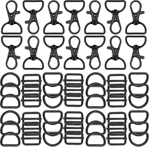Hotop 56 Pieces D rings for purse bag hardware purse hardware for bag making buckles craft (Black,25 mm)...