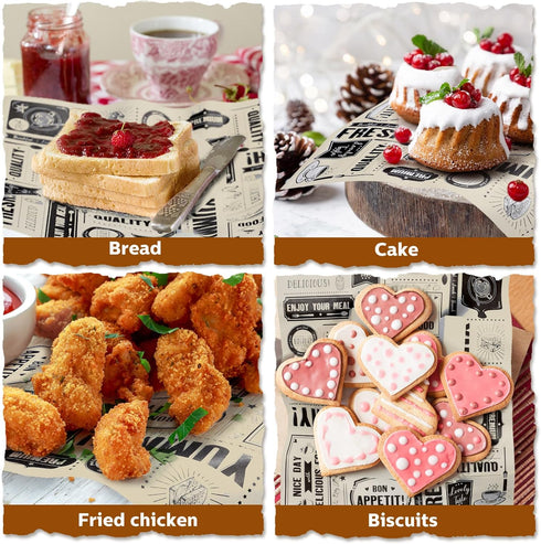 Newsprint Wax Paper Sheets Newspaper Theme Food Wrap Paper Grease Resistant Tray Liners Waterproof Wrapping Tissue Food Picnic Paper for Home Kitc...