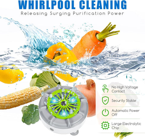 Fruit and Vegetable Cleaning Machine, Fruit Cleaner Device, Portable Food Purifier with USB Charging Base for Cleaning Fruits, Vegetables, Meat...