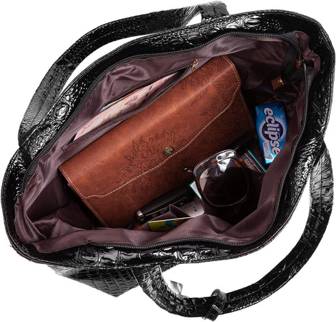 SUMGOGO Purse and Handbag for Women Crocodile Satchel Large Shoulder Tote Bag Wallets...