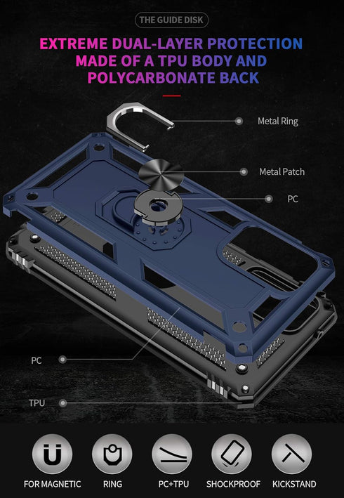 Military Grade Drop Impact for Samsung Galaxy A52 5G Case 360 Metal Rotating Ring Kickstand Holder Armor Heavy Duty Shockproof Case for Galaxy A52...