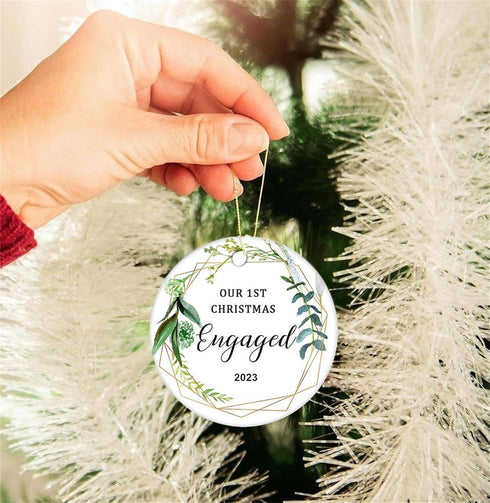 JUPPE Our First Christmas Engaged Ornament 2024 Mr & Mrs Fiancee Fiance Newly Engaged Decoration Romantic Couples Ideas Gifts (White-2)...