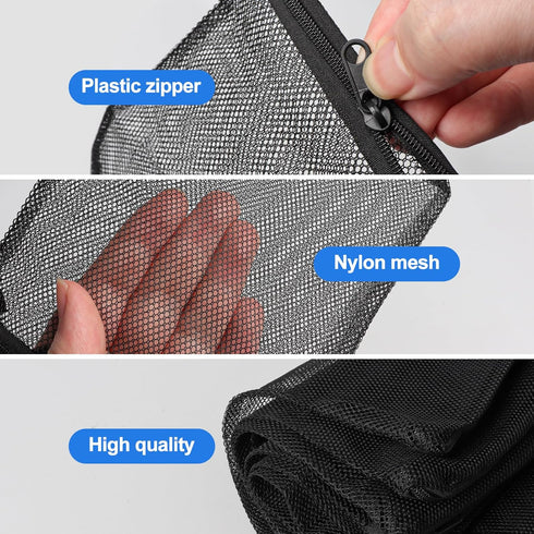 20pcs Aquarium Filter Media Bags 8x6inch Fine Mesh Bags Reusable Filter Bags with Plastic Zipper for Biospheres,Ceramic Rings(Black)...