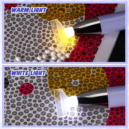 Chuangdi Diamond Painting Art Drill Pen with Light Diamond Painting Accessories and Tools 6 Pen Heads 20 Glue Clay for Nail DIY Craft Supplies(Pur...