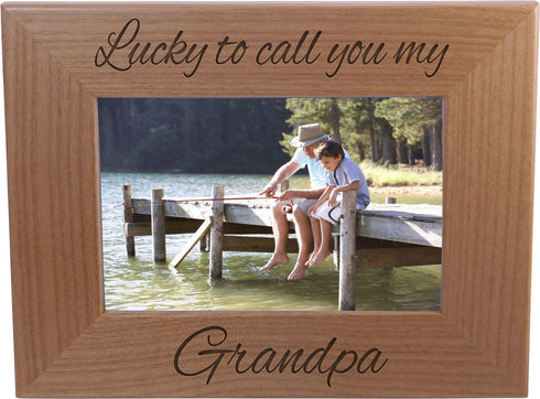 Lucky to Call You My Grandpa - 4x6 Inch Wood Picture Frame...