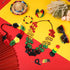 7 Pieces Jamaica African Jewelry for Women, Rasta African Beads Earrings Afro Beaded Bracelet Queen Wooden Earrings Bohemian Coconut Shell Necklac...
