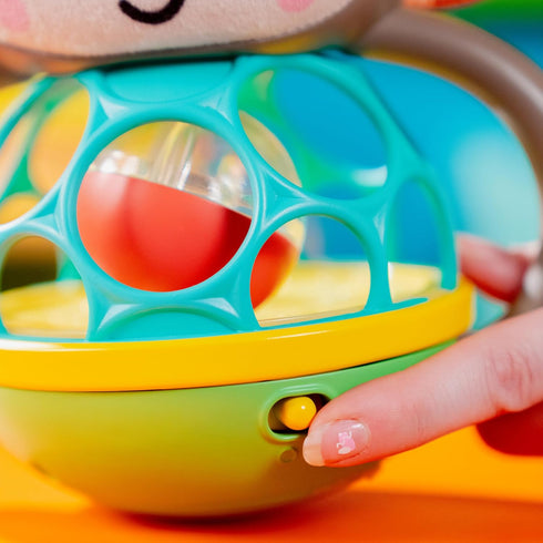 Bright Starts Grab & Giggle Monkey Light-Up Musical Rattle Toy with Easy-Grasp Oball, Ages 6 Months+, Unisex...