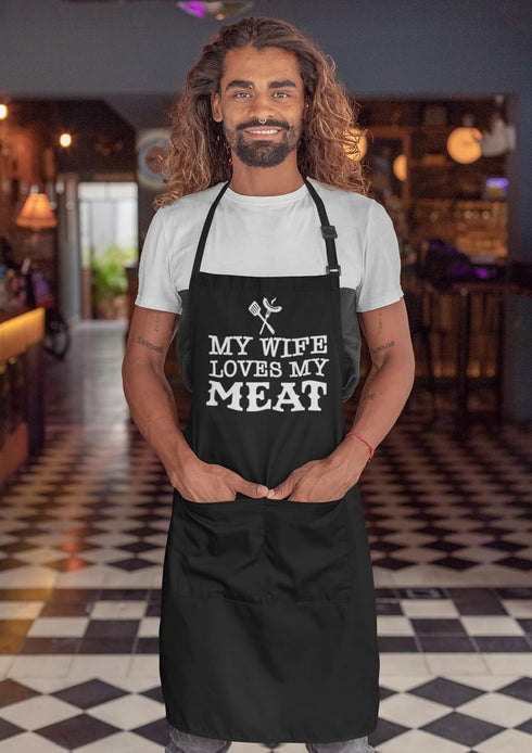 Freedomtees My Wife Loves My Meat Funny Kitchen BBQ Apron Father's Day Gift...