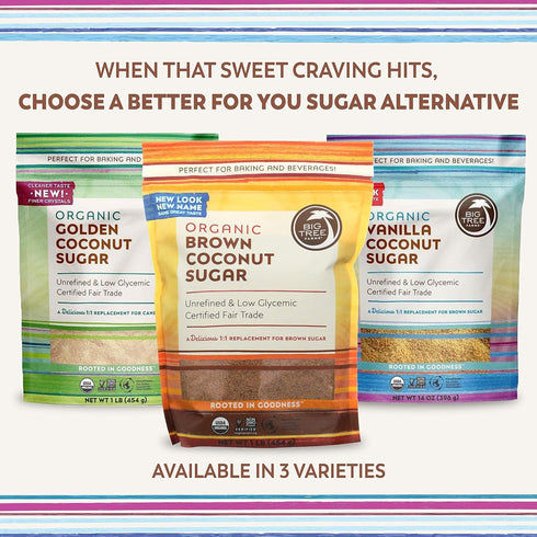 Big Tree Farms Organic Vanilla Coconut Sugar - Coconut Palm Sugar, Unrefined, Fine Crystals, Cane Sugar Replacement, Coconut Blossom Nectar, Vegan...