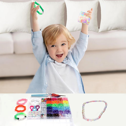 LIS HEGENSA DIY Crafts Gifts for Girls Beading Kits, 1000PCS Pony Beads Bracelet Making Kits with Decorative Beads and Charms, Craft Supplies for ...
