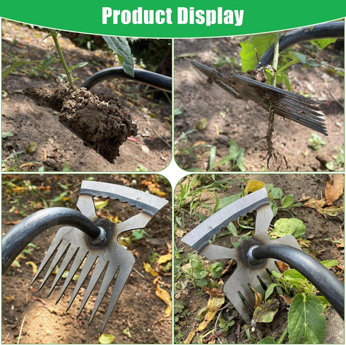 5 Teeth Portable Manganese Steel Quenching Weeding Artifact Uprooting Weeding Tool,Weed Puller with M-Shape Household Vegetable Garden Shovel for ...