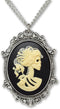 Gothic Lolita Skull Cameo in Pewter Frame Pendant Necklace...