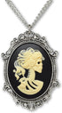 Gothic Lolita Skull Cameo in Pewter Frame Pendant Necklace...