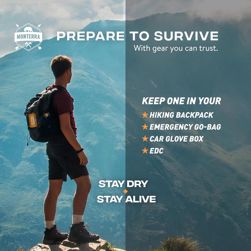 Emergency Survival Poncho. 2 Thermal Mylar Space Blanket Rain Ponchos. Camping Accessories, Outdoor Survival Gear....