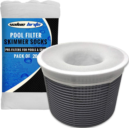 Pool Skimmer Socks - Pack of 20 Fine Mesh Swimming Pool & Spa Pre-Filter Savers for Filters, Baskets, and Skimmers...