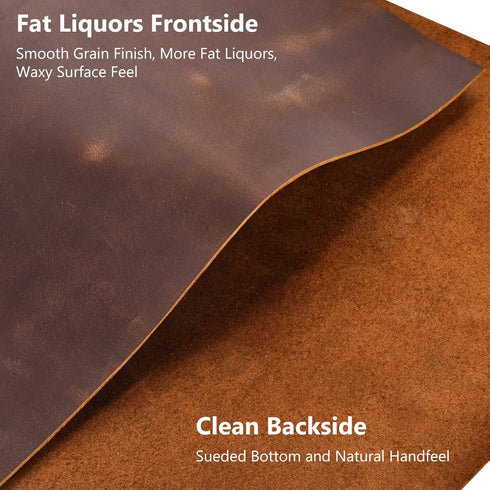 Genuine Leather Tooling Sheets 1.8-2.0MM Thick Genuine Top Full Grain Oil Tan Crazy Horse Cowhide Leather Sheets for Crafts Tooling Sewing Wallet ...