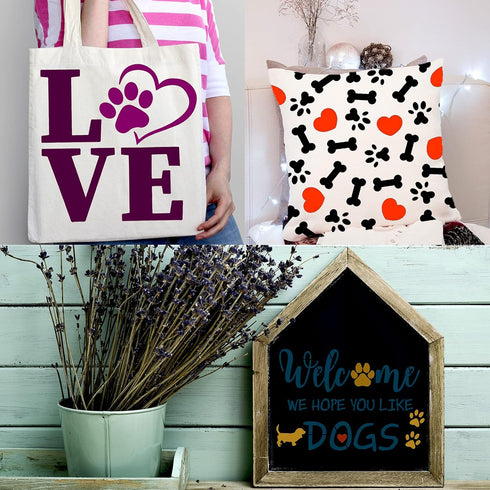 11 Pieces Dog Paw Stencils Trail of Paw Stencil Love Dog Stencils Reusable Painting Templates with Metal Open Ring for DIY Scrapbooks Painting on ...