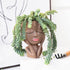 AIMEBBY Face Flower Pot Head Planter Pot Succulent Planter Cute Resin Cactus Planter with Drainage Hole Closed Eyes,Black...