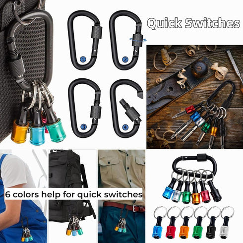 12Pcs 1/4 inch Hex Shank Aluminum Alloy Screwdriver Bits Holder Extension Bar Drill Screw Adapter Change Keychain Portable for Screwdriver & Drill...