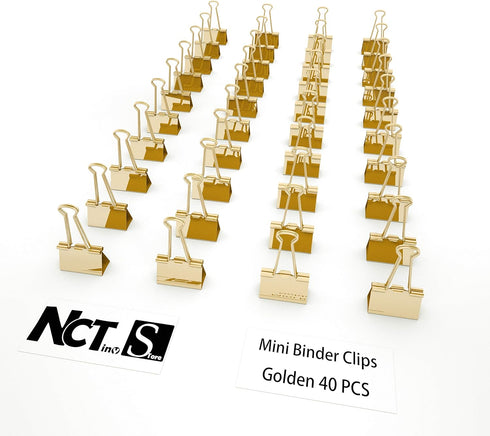 Gold Binder Clips Mini Metal Clamp 3/5" / 0.6-inch / 15-mm (Golden, 40-Count)...