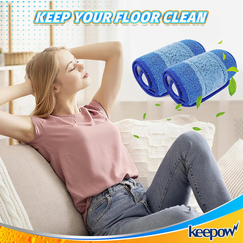 KEEPOW Microfiber Cleaning Pad, Mop Replacement Pads for Hardwood Floor Cleaner, 18 Inch, Washable & Reusable Spray Refills for Hard Surface Lamin...