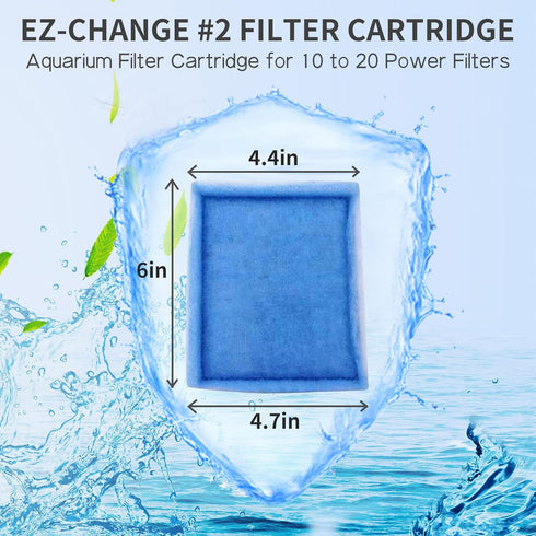 10-20 Gallon Aquarium Filters EZ-Change #2 Filter Cartridge fit Aquarium Filter Cartridge 10 to 20 Power, for Healthier Fish (6 Pcs)...
