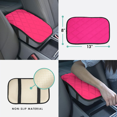 FH Group Diamond Pattern Neosupreme Center Console Pad Water-Resistant Black Seat Box Cover Protector fits Most Cars, SUVs, and Trucks Pink...