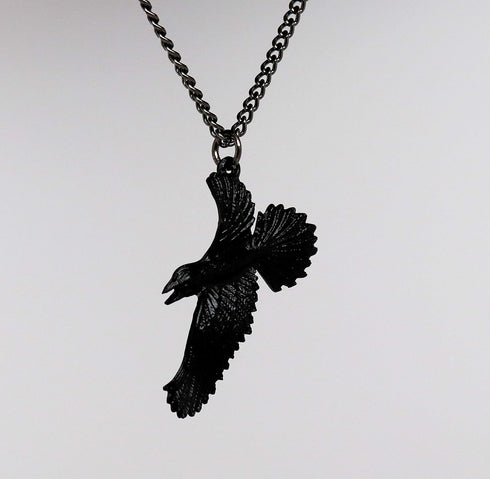 Black Raven Black Crow Gothic Pewter Pendant Necklace...