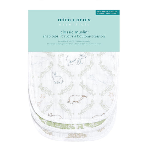 aden + anais Essentials Baby Bibs Soft & Absorbent 100% Muslin Cotton Adjustable Snap Bibs Set for Boys and Girls, 3 Pack, Harmony...