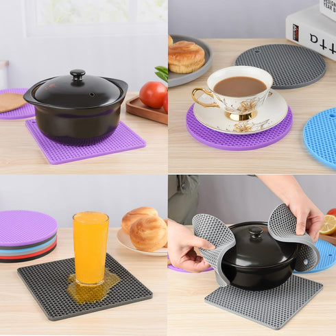 Trivets for Hot Dishes, Hot Pads for Kitchen, Silicone Trivets for Hot pots and Pans, Multi-Purpose Silicone Pot Holder, Heat Resistant Mat Pothol...
