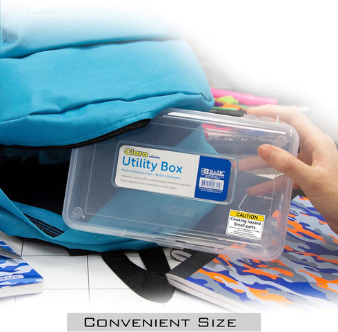 BAZIC Plastic Pencil Case Utility Storage Box, Clear Color, Multi Purpose Organizer for Pens Pencils, 4-Pack...