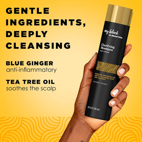 My Black is Beautiful Clarifying Sulfate Free Shampoo for Build Up, For Dry and Damaged Hair, Blue Ginger and Mint, 9.6 fl oz...
