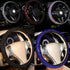 Leather Steering Wheel Cover, 15 inch Car Steering Wheel Stitch On Wrap with DIY Sewing Needles Thread, M Size (Black), HEADERBS56S7PERQZW-11...