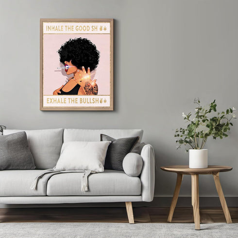 Posterizer 1 pcs-Inhale Exhale-Funny Girl Boss Pink Baddy Print-Motivational & Inspirational Art-Afro-American Art -Gifts for Women-Living Room Be...