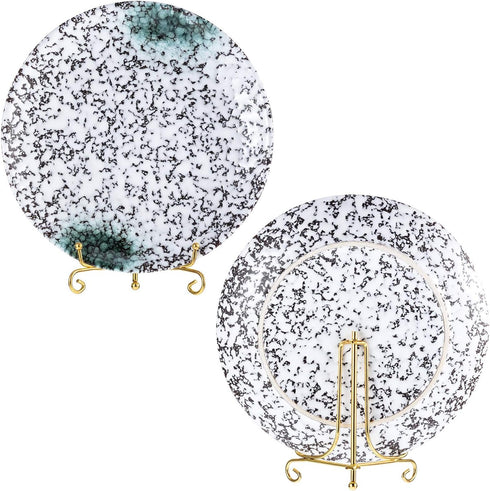 Tatuo 4 Packs Plate Holder for Display, 4 Inch Gold Plate Stand, Iron Easel Photo Holder Stand for Home Decoration...