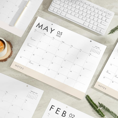 Elegant White & Beige Magnetic Calendar for Fridge April 2024 - September 2025 | Large 13.5x11 Inches 18-Month Fridge Calendar Magnet for Contempo...