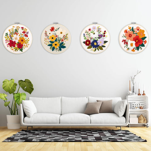 SQIALOUN 4 Sets Embroidery kit for Beginners Adults and Kids with Patterns, Beginner Embroidery Kit, Embroidery Kits for Adults,Hand Embroidery Ki...