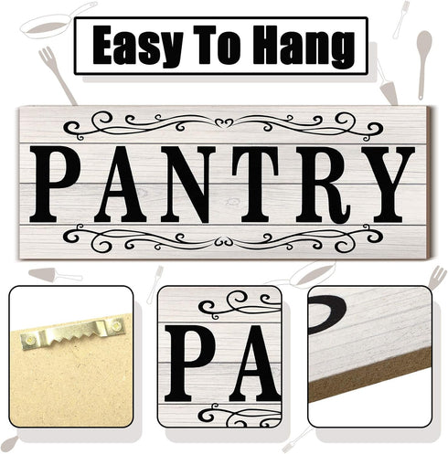 Pantry Sign Wall Decor Farmhouse Pantry Sign Wooden Rustic Retro Hanging Wooden Art Printed Decor for Home Room Holiday Decoration, 16 x 6 Inches(...
