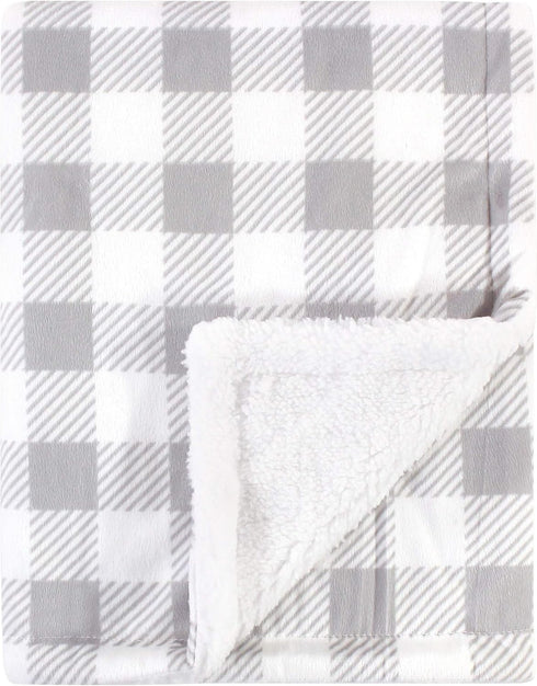 Hudson Baby Unisex Baby Plush Mink and Sherpa Blanket, Gray Plaid, One Size...