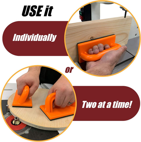 Fulton Safety Push Block 2 Pack, Orange Color for High Visibility Ideal for Use On Router Tables, Jointers, Shapers and Band Saws...