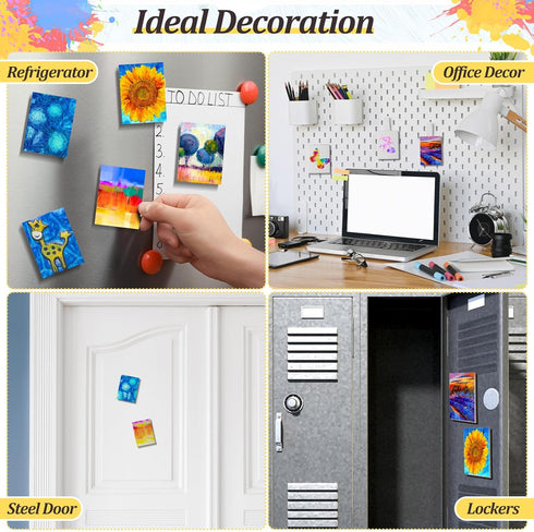 25 Pcs Magnetic Painting Canvas Panel Magnetic Mini Canvas Boards Magnetic Canvases for Painting Magnetic Mini Tile Art for Fridge Locker Art Pain...