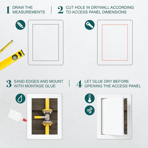 6" x 8" White Plastic Access Panel. Service Shaft Door Panel. Plumbing, Electricity, Heating, Alarm Wall Access Panel for Drywall. Bathroom Servic...