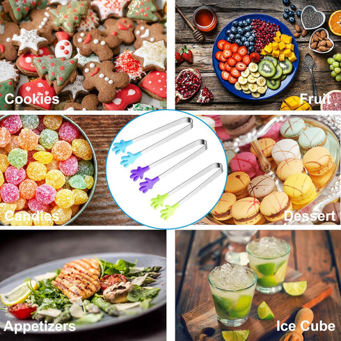 6PCS Mini Tong, Hand Shape Silicone Food Tongs, 5Inch Kid Tongs for Sugar Cubes, Serving Food, Colorful Kitchen Tongs Perfect for Kids by Hovesty...