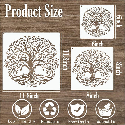Tree Stencils for Painting on Wood Tree of Life Stencil Large 11.8 inch Template Paint Stencils for Painting on Wood Burning Art Craft Canvas Furn...
