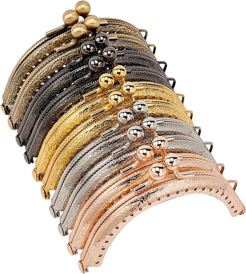 PH PandaHall 10pcs Metal Purse Frame 5 Color 8.5cm/3.3" Retro Arch Metal Purse Coin Bag DIY Craft Frame Kiss Clasp Lock for Bag Sewing Craft Tailo...