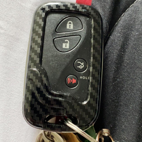 iJDMTOY Exact Fit Black Glossy Carbon Fiber Finish Key Fob Shell Compatible with Lexus is ES GS LS CT LX GX RX, etc 1st Gen Smart Keyless Fob...