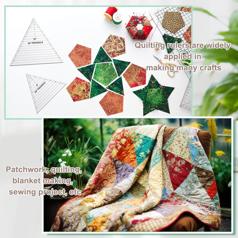 3 Pcs 60 Degree Triangle Ruler for Quilting 8 9 10 Inch Acrylic Template Quilt Rulers for Quilting Sewing Layer Cake Patchwork Quilt Supplies for ...