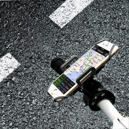 Bike Mount, Bike Phone Mount Motorcycle Baby Carriage Bicycle Mic Stand Cell Phone Holder Cradle with Rubber Strap 360 Degree Rotate for iPhone X ...